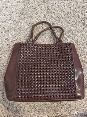 Liz Claiborne Brown Woven Leather Tote